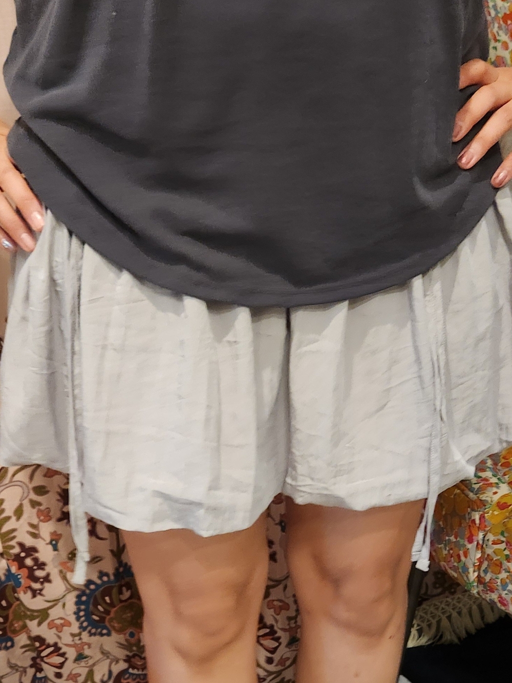 Casual Light Gray Drawstring Mini Skort